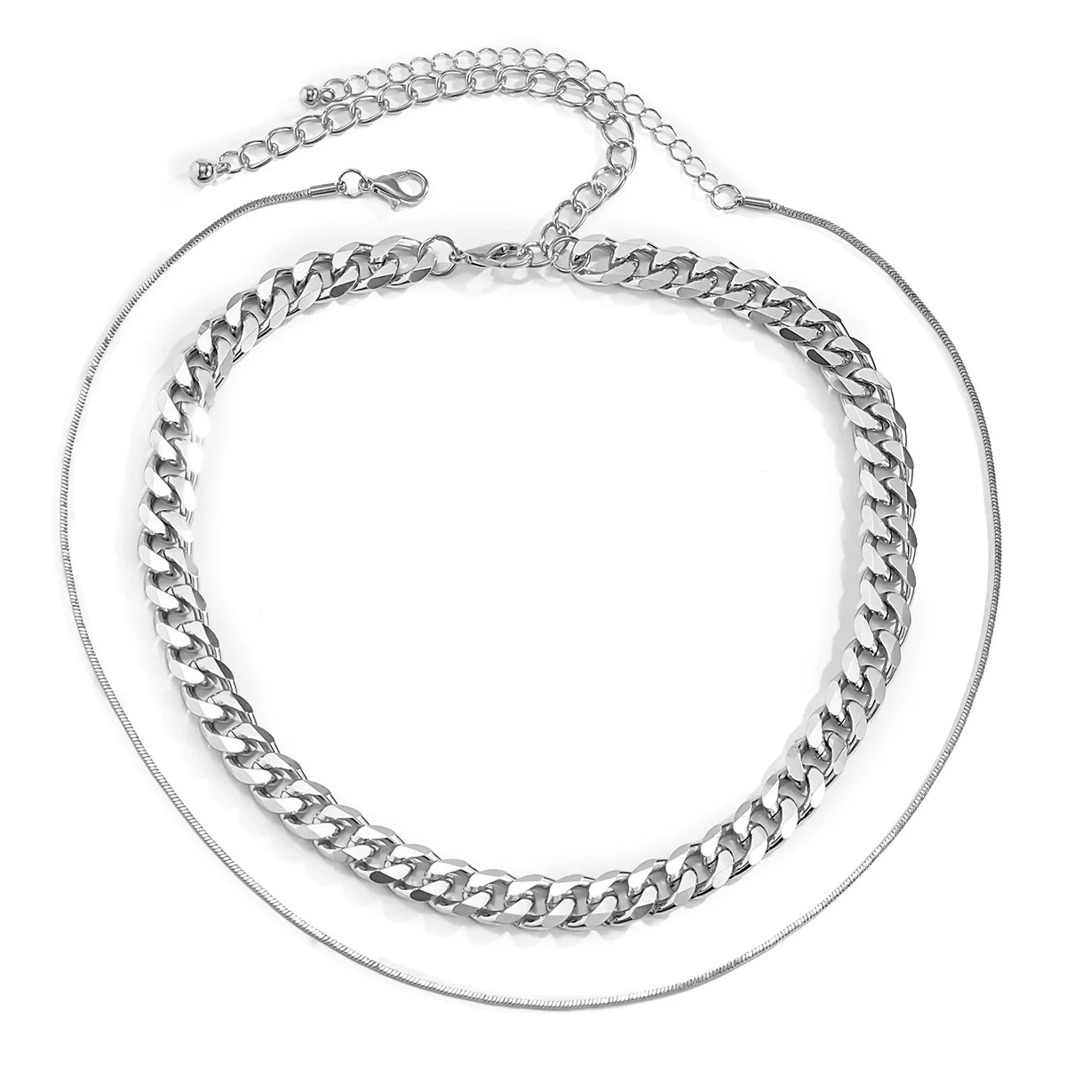 Jewelry Hiphop Retro Geometric Multilayer Snake Bone Chain Necklace For Women Alloy Metal Electroplating - Image 6