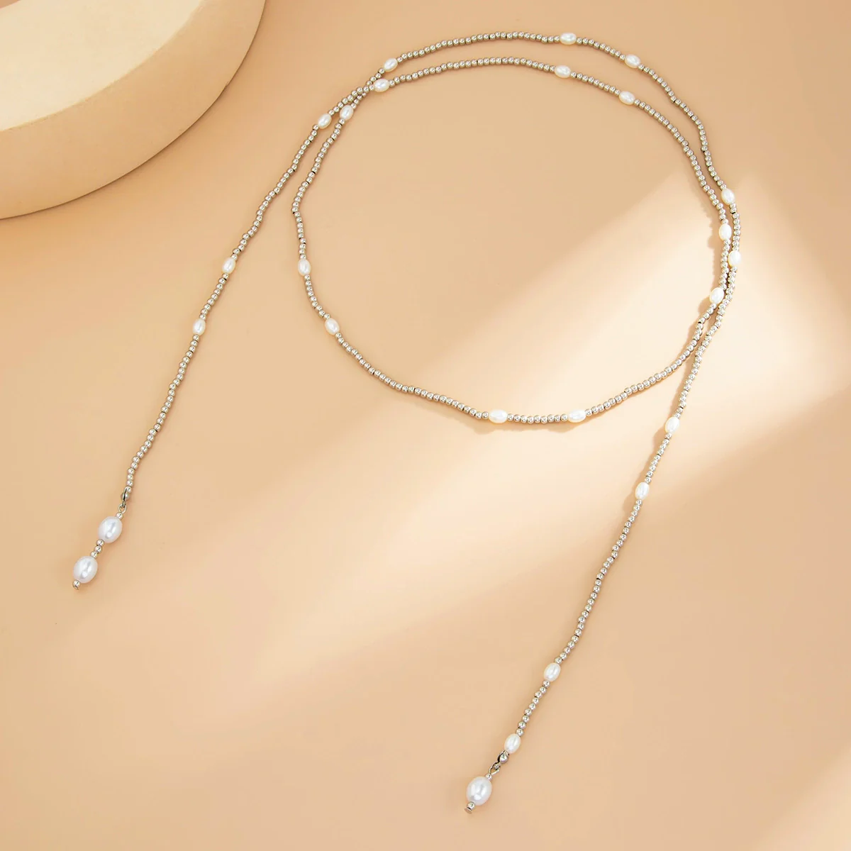 Jewelry Hiphop Style Geometric Copper Beaded Yshaped Disc Tassel Clavicle Chain Electroplated - Image 4