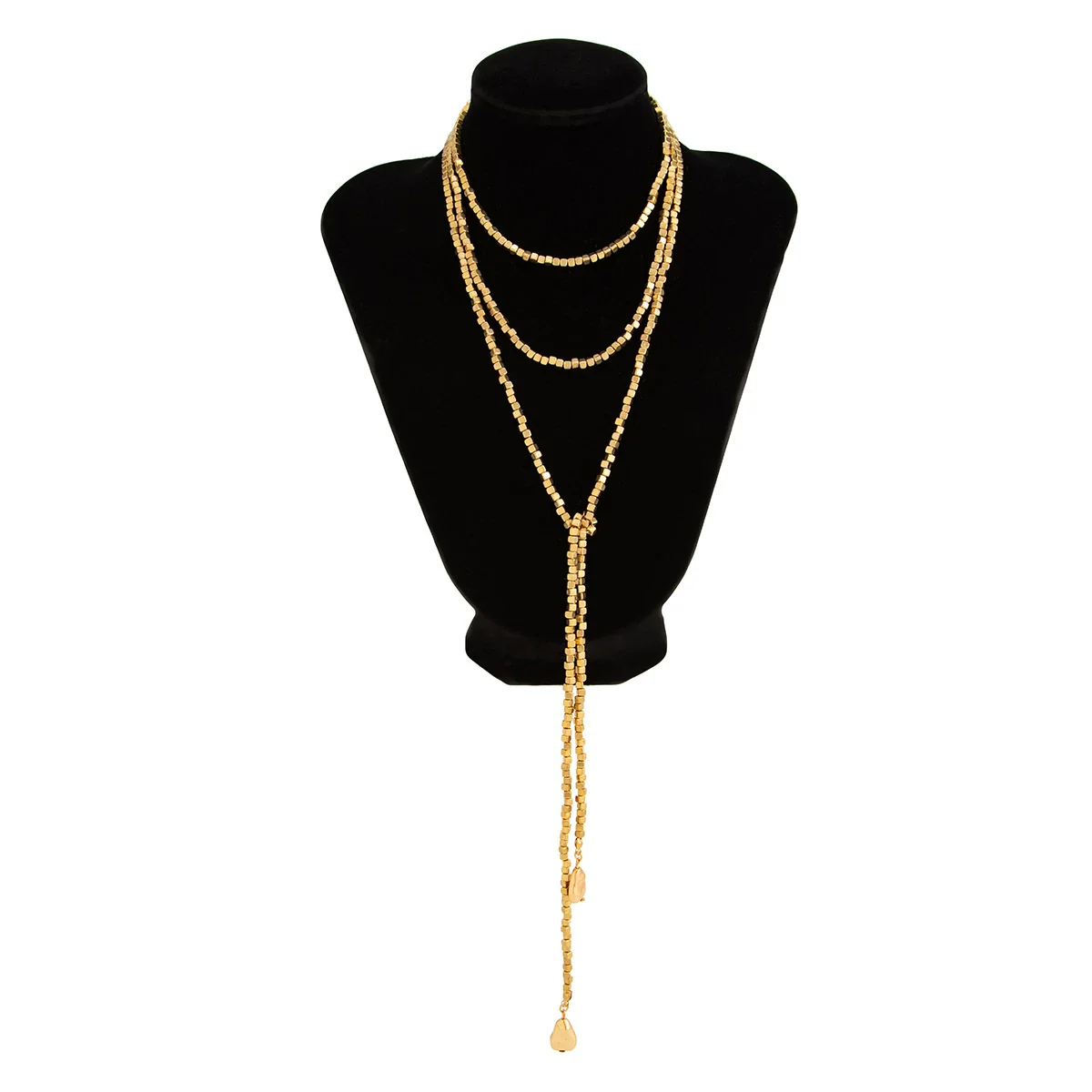 Jewelry Hiphop Style Geometric Copper Beaded Yshaped Disc Tassel Clavicle Chain Electroplated - Image 5