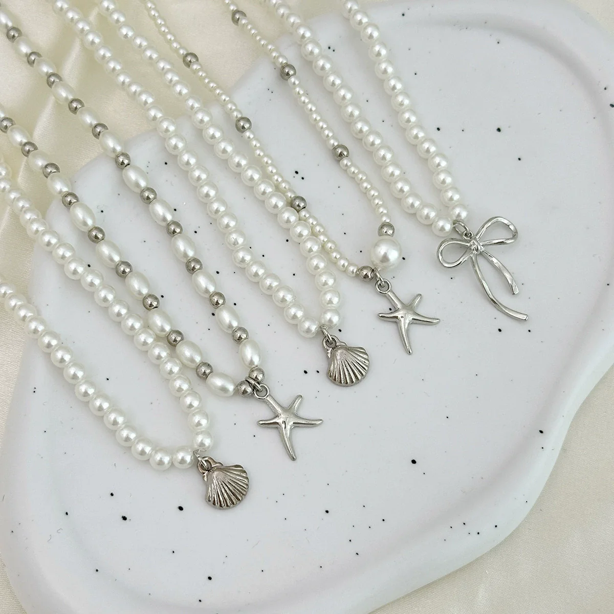 Jewelry Imitation Pearl Alloy Bow Starfish Animal Zodiac Pendant Clavicle Chain Electroplated - Image 4