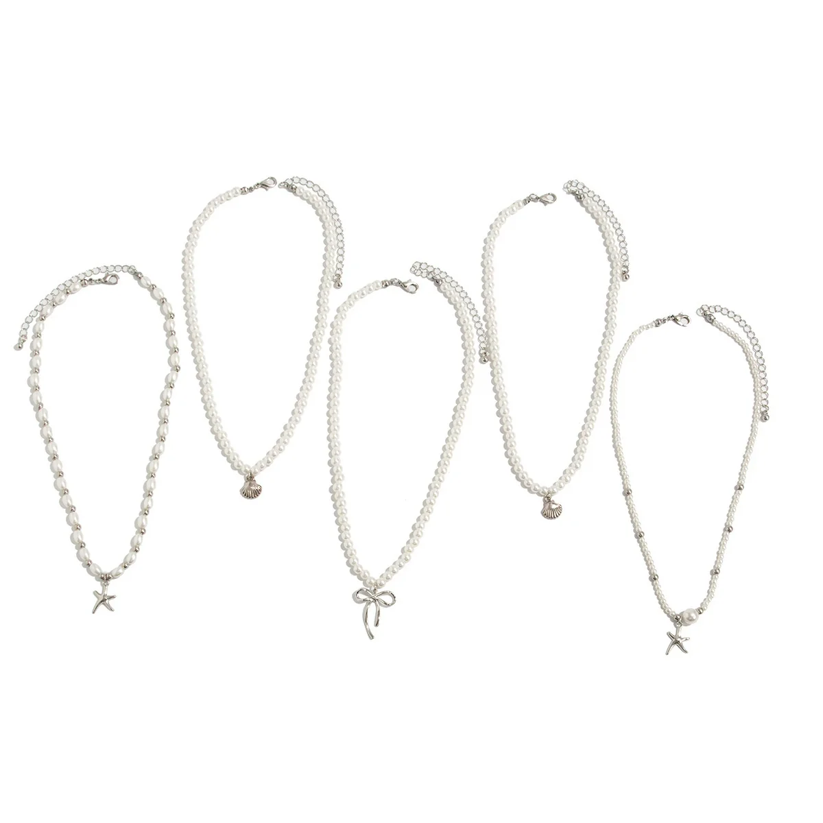 Jewelry Imitation Pearl Alloy Bow Starfish Animal Zodiac Pendant Clavicle Chain Electroplated - Image 5