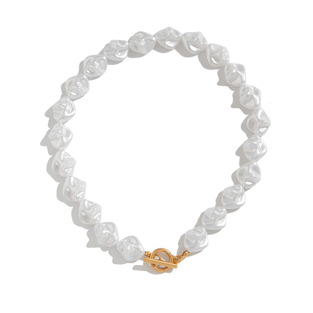 Jewelry Imitation Pearl Alloy Geometric Asymmetrical Shaped Clavicle Chain Set Electroplated - Image 5