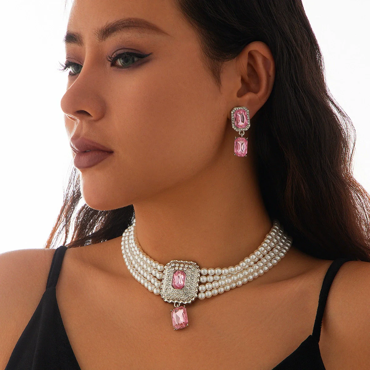 Jewelry Imitation Pearl Alloy Geometric Light Luxury Multilayer Clavicle Chain Electroplated - Image 10