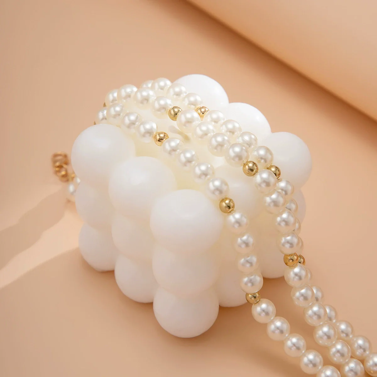 Jewelry Imitation Pearl Beaded Anklet Geometric Handmade Women's Retro Plastic Resin - Image 4