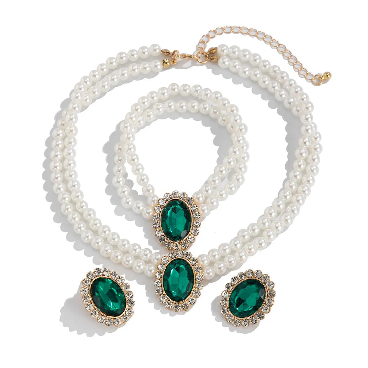 Jewelry Imitation Pearl Beaded Geometric Light Luxury Electroplated Necklace For Women - Image 5