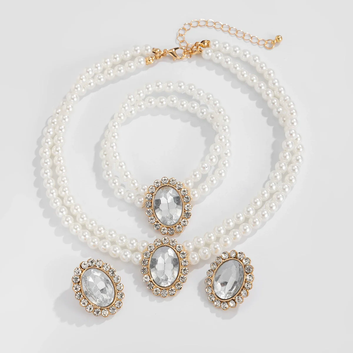 Jewelry Imitation Pearl Beaded Geometric Light Luxury Electroplated Necklace For Women - Image 8