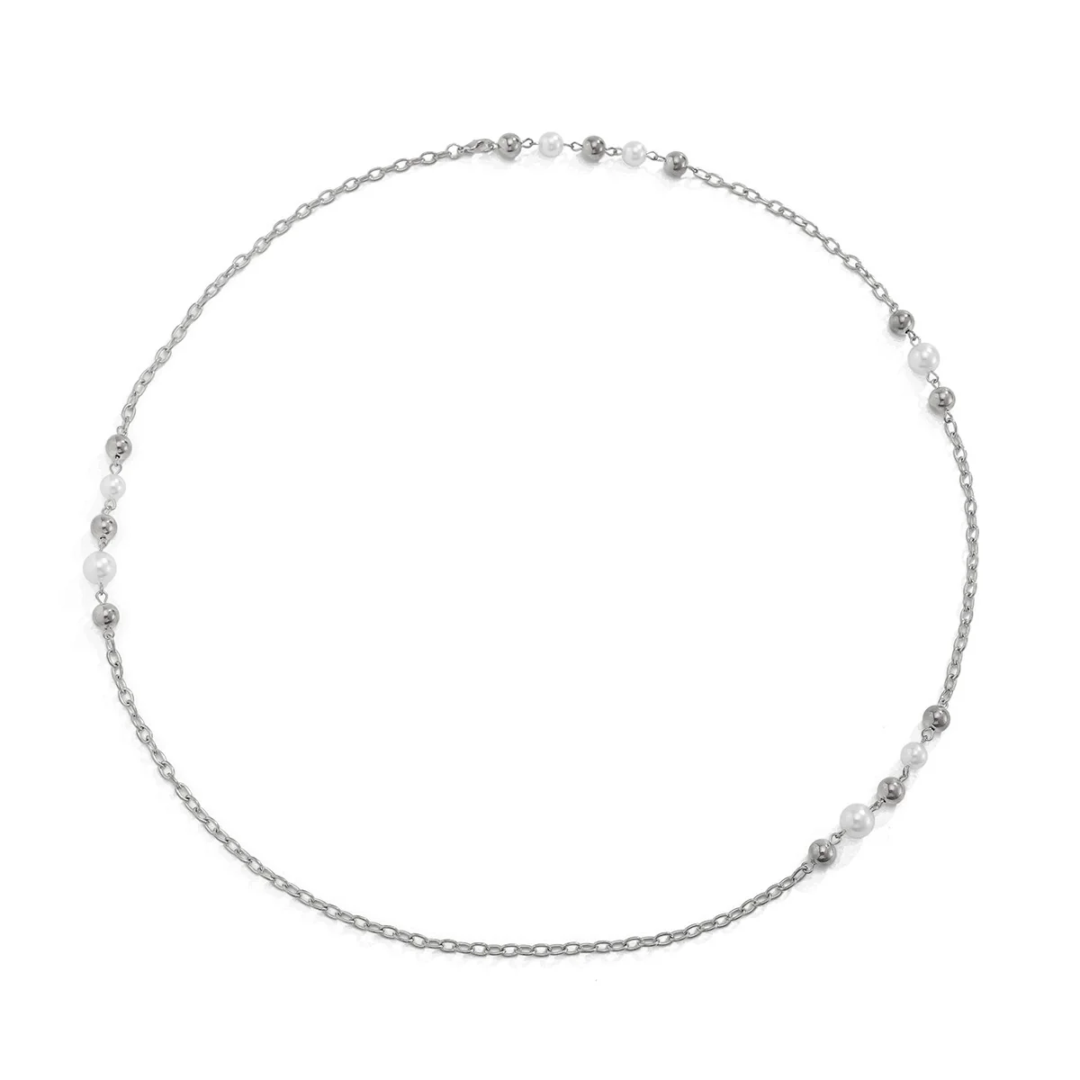 Jewelry Imitation Pearl Geometric Ball Chain Long Chain Necklace Electroplated For Women - Image 5