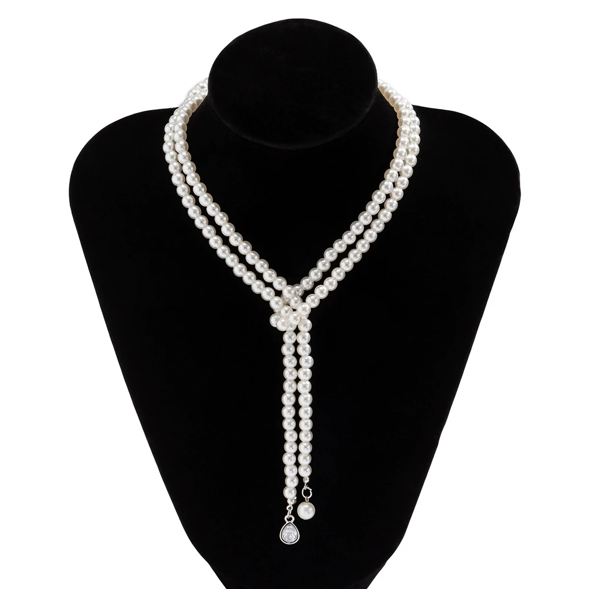 Jewelry Imitation Pearl Glass Alloy Geometric Tassel Necklace Electroplating - Image 3