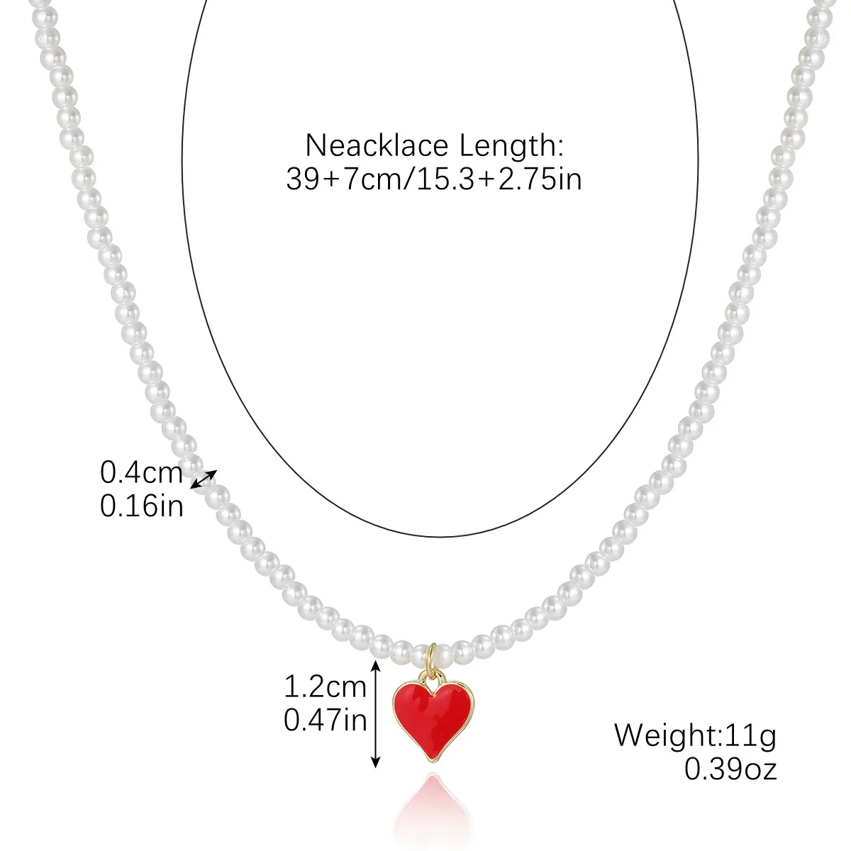 Jewelry Imitation Pearl Heart Pattern Electroplating Valentine's Day Earrings And Necklace - Image 11
