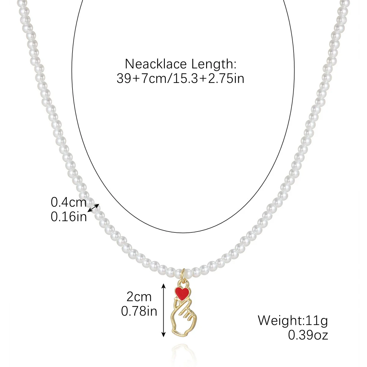 Jewelry Imitation Pearl Heart Pattern Electroplating Valentine's Day Earrings And Necklace - Image 14