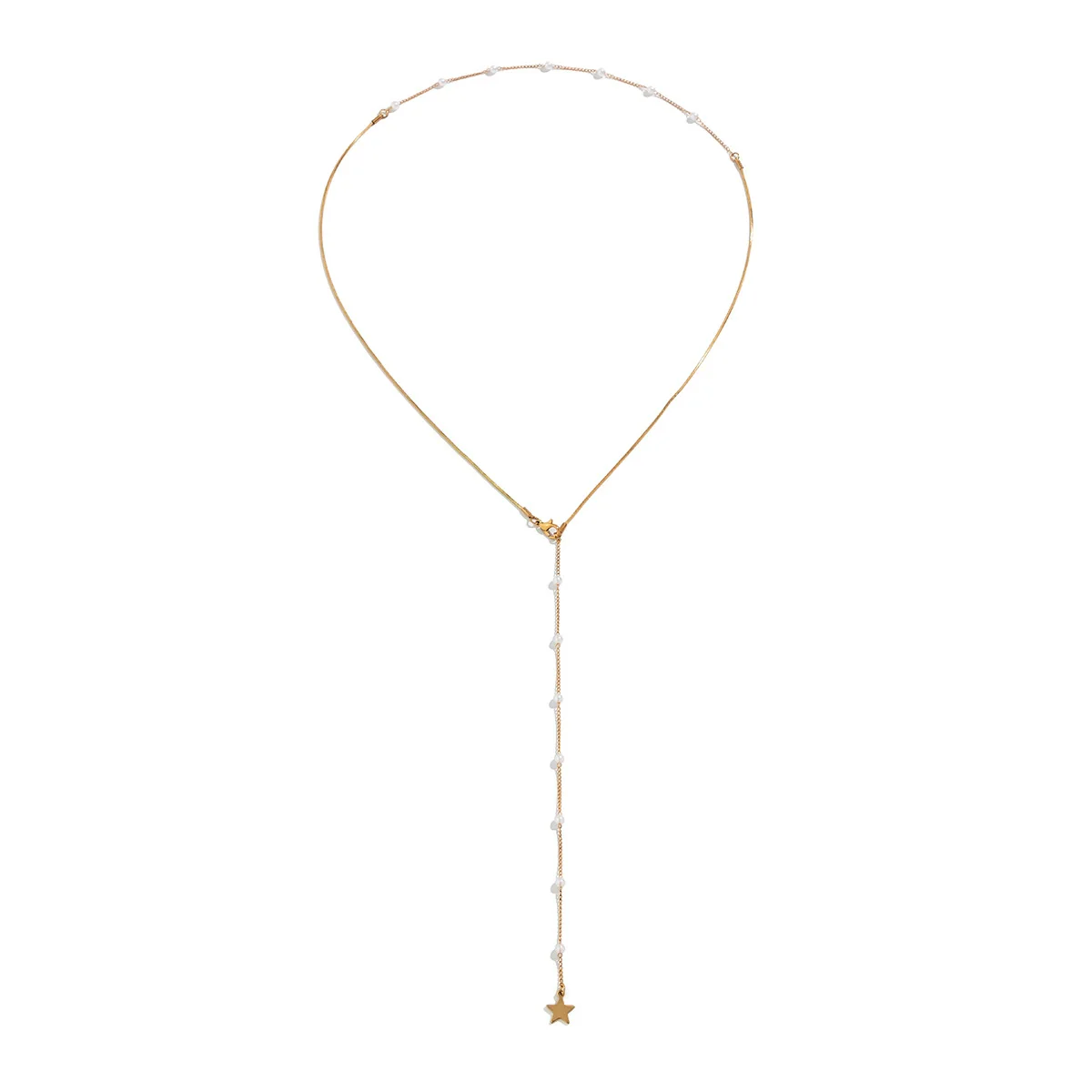 Jewelry Imitation Pearl Metal Star Geometric Electroplated Ochain Necklace For Women - Image 5