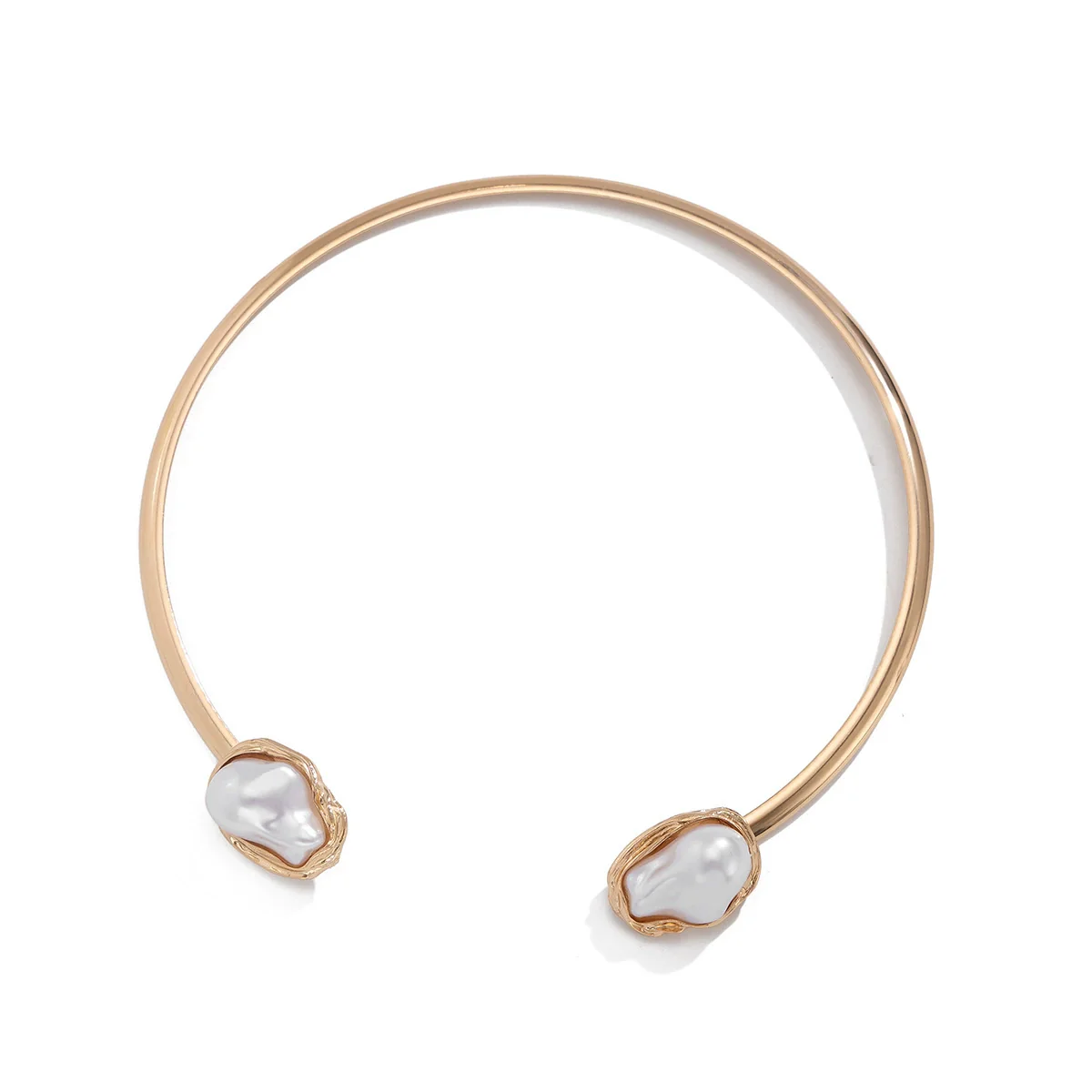 Jewelry Iron Alloy Imitation Pearl Geometric U Shape Baroque Style Collar Jewelry For Women - Image 5