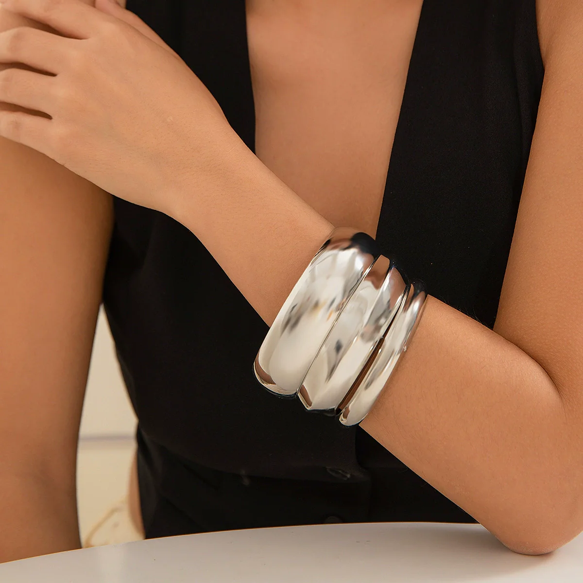 Jewelry Iron Arc Plain Multi Layer Simple Electroplated Bracelet - Image 7