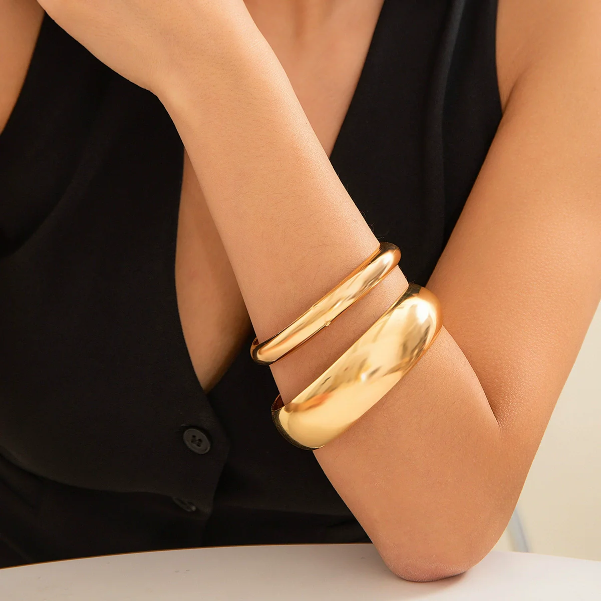 Jewelry Iron Arc Plain Multi Layer Simple Electroplated Bracelet - Image 8