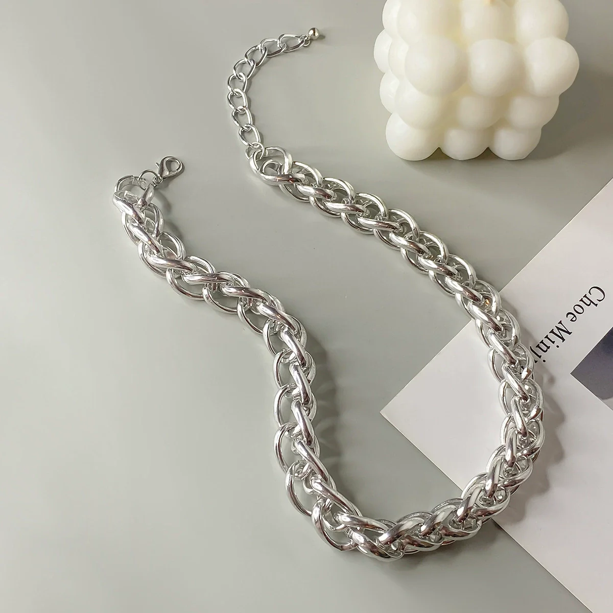 Jewelry Iron Chain Acrylic Alloy Geometric Ochain Necklace Electroplated Punk Style For Women - Image 4