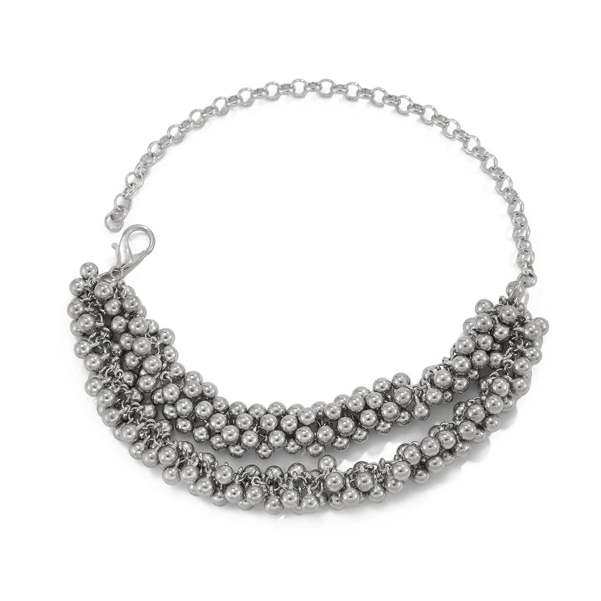 Jewelry Iron Clavicle Chain Necklace Geometric Personality Electroplated Round Bead Hanging Ball Design - Image 5