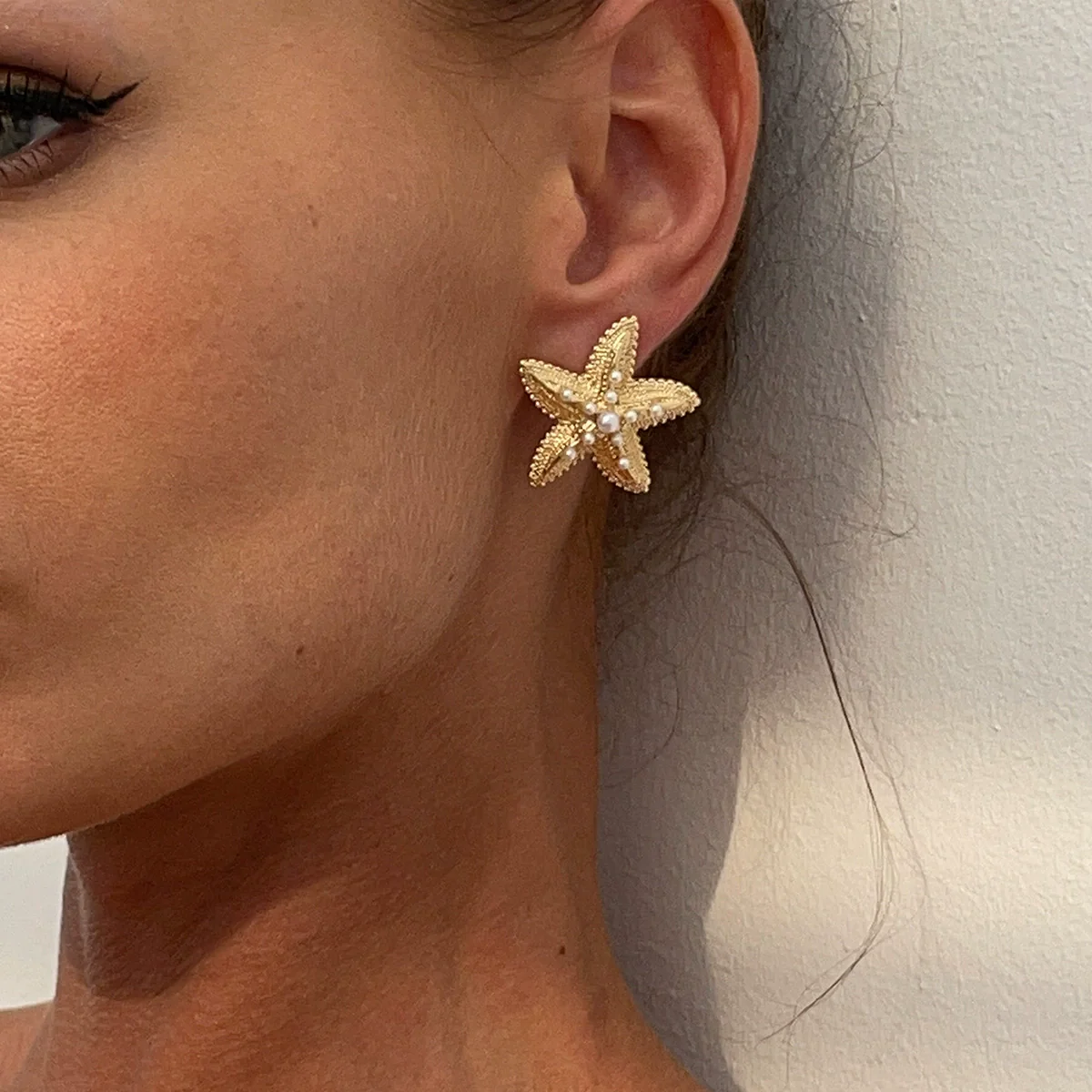 Jewelry Iron Exaggerated Geometric Stars Earrings Electroplating - Image 3