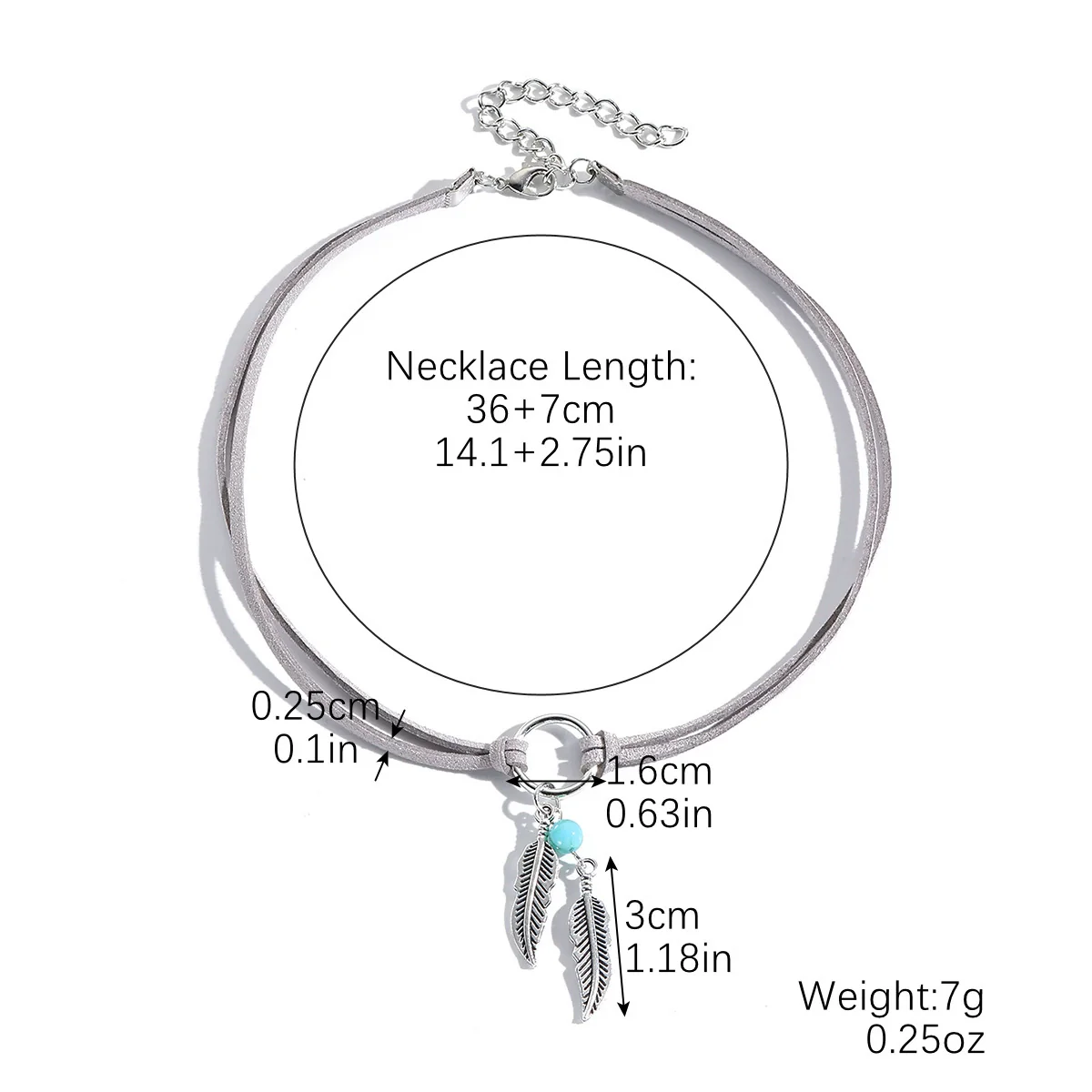 Jewelry Leather Alloy Leaves Geometric Round Electroplating Lady Choker Necklace - Image 9