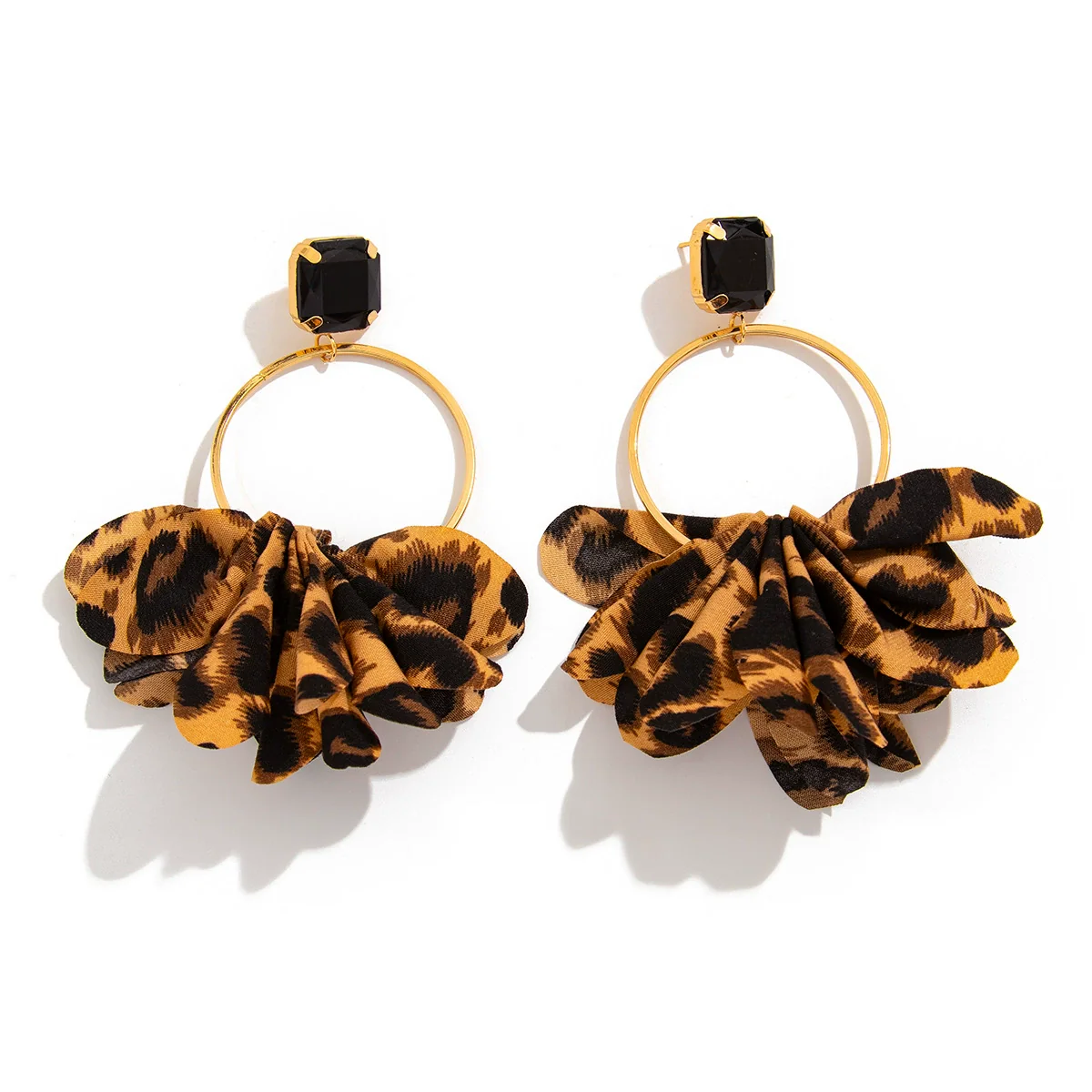 Jewelry Leopard Fabric Iron Acrylic Diamond Big Circle Earring Electroplating Handmade - Image 5