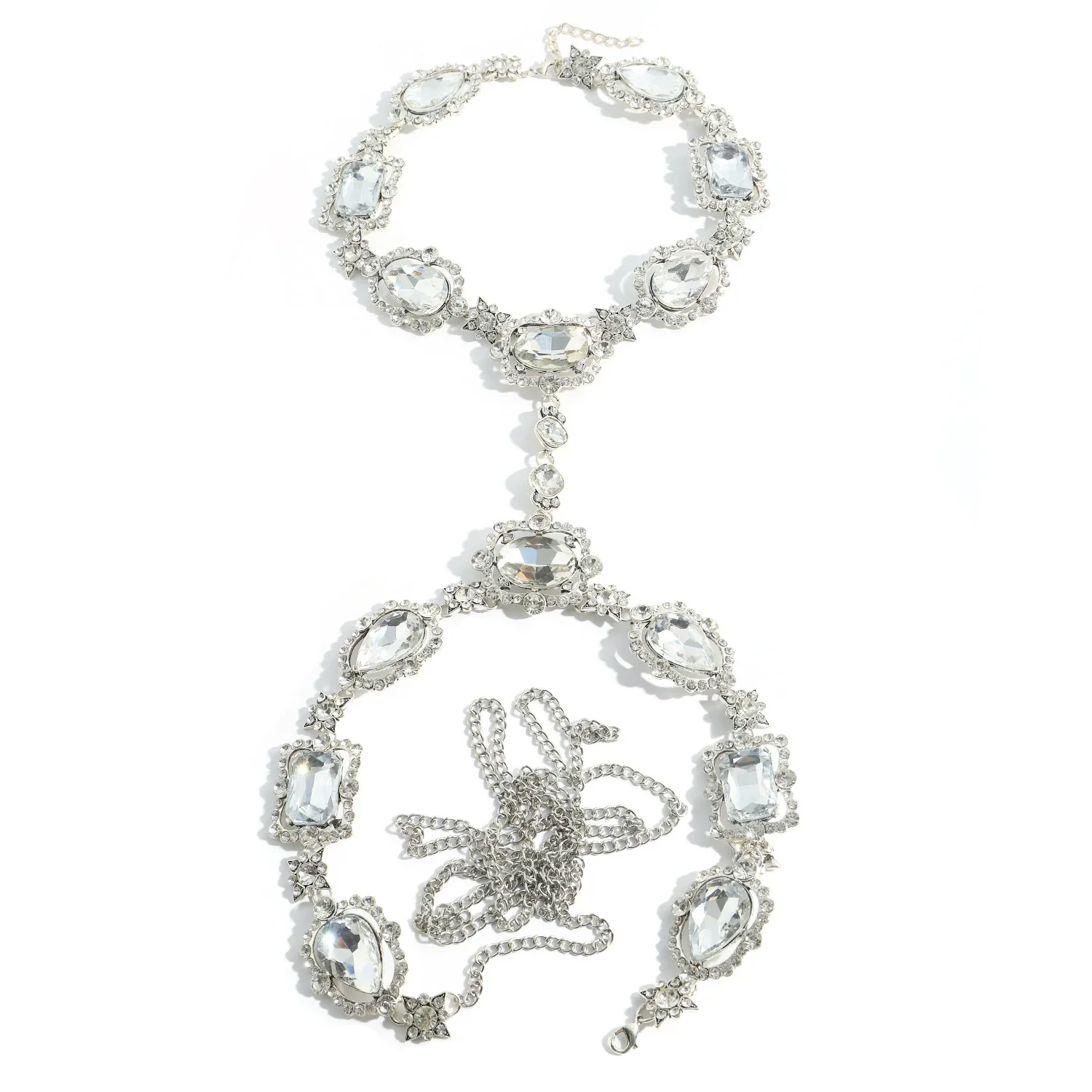 Jewelry Luxury Diamond Alloy Water Wave Chain Geometric Women's Long Necklace - Image 6