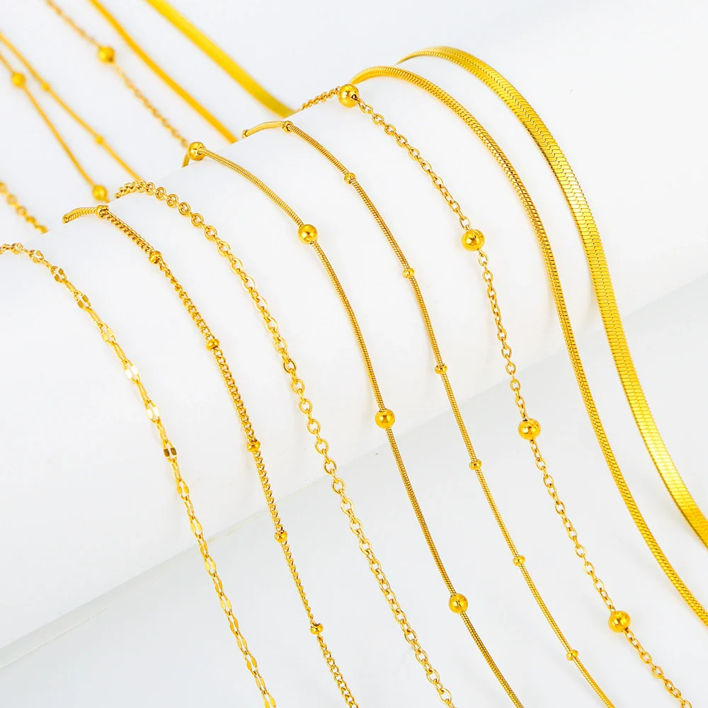 Jewelry Making Supplies Stainless Steel Snake Bone Chain With Round Snake Beads Electroplated Geometric Wave Design Unisex - Image 2