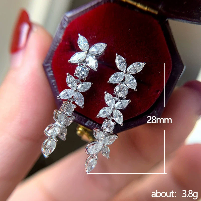 Jewelry Marquise Zircon Butterfly Flower Earrings Copper For Women - Image 5