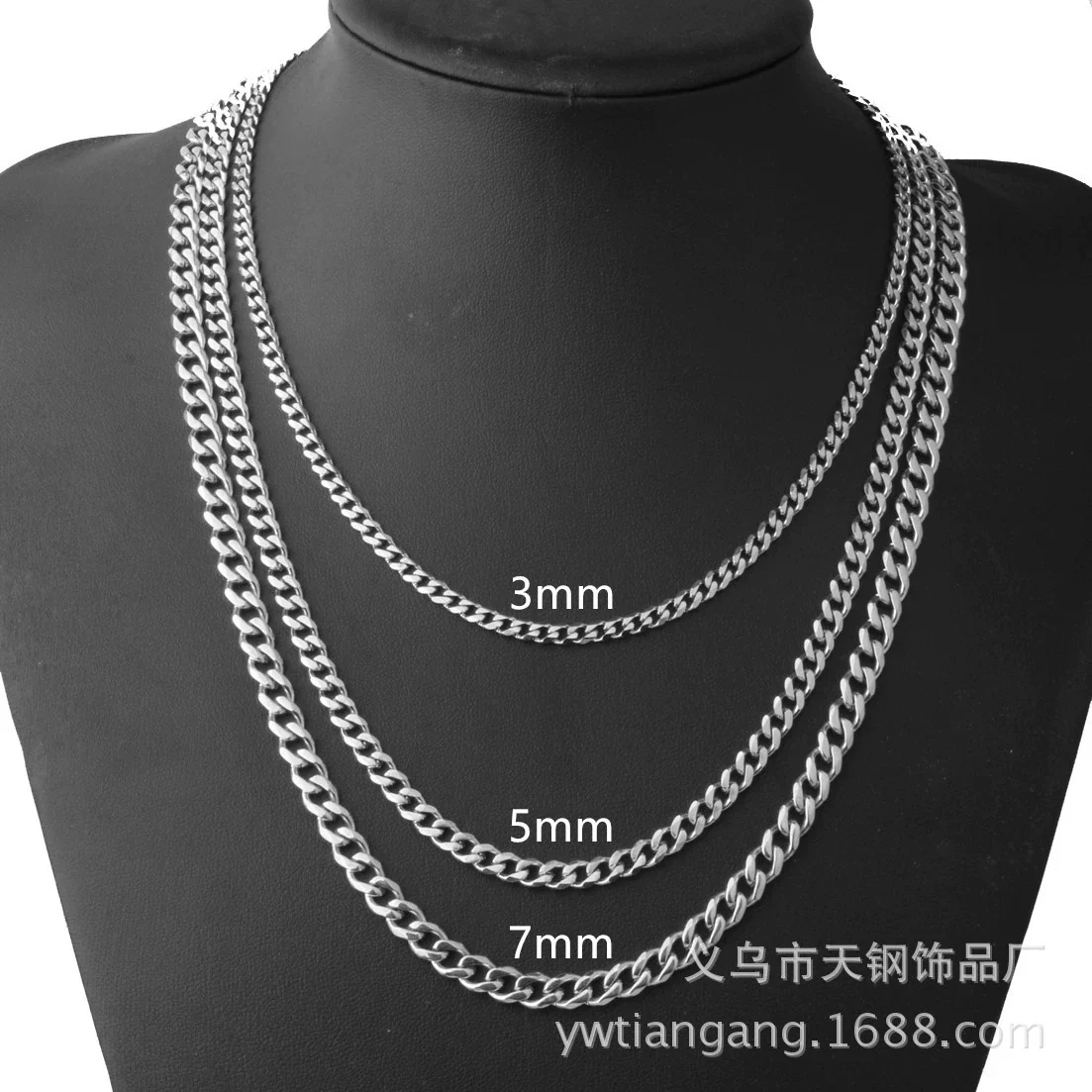 Jewelry Men's Necklace Stainless Steel Chain Titanium Steel Pendant Six Sided Grinding Polishing - Image 3