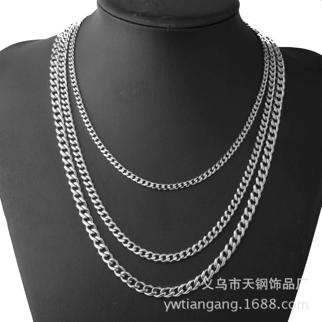 Jewelry Men's Necklace Stainless Steel Chain Titanium Steel Pendant Six Sided Grinding Polishing - Image 4