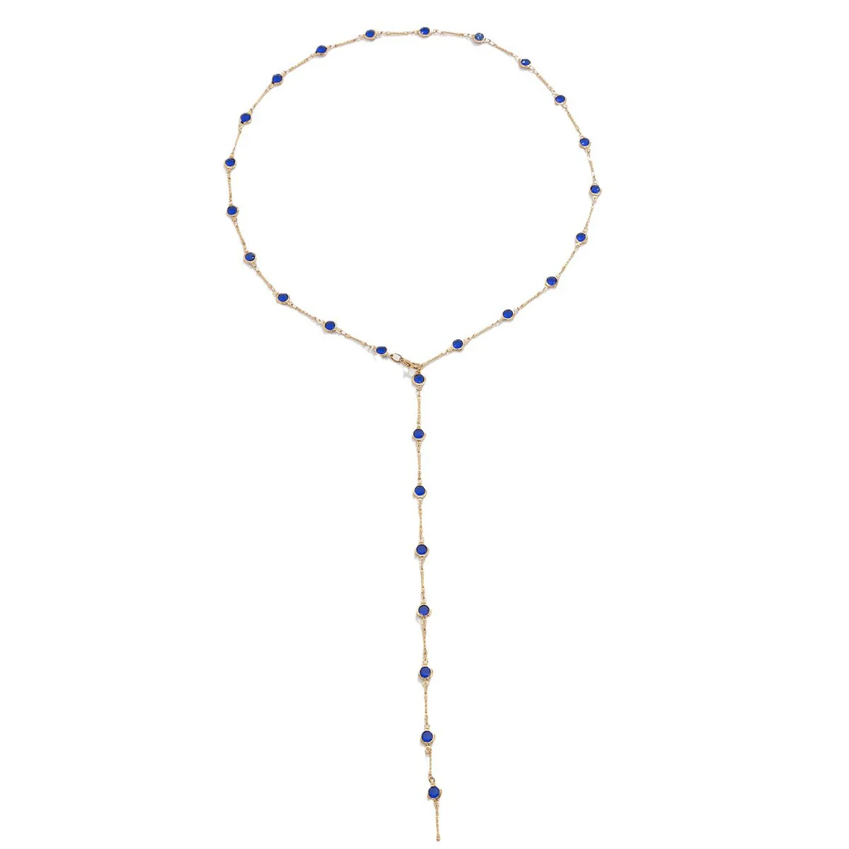 Jewelry Metal Chain Geometric Rhinestone Electroplating Long Necklace For Women - Image 5