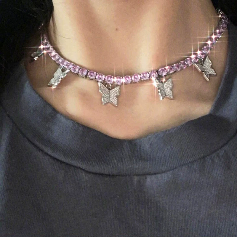 Jewelry Metal Copper Butterfly Claw Chain Simple Single Layer Retro Clavicle Necklace For Women
