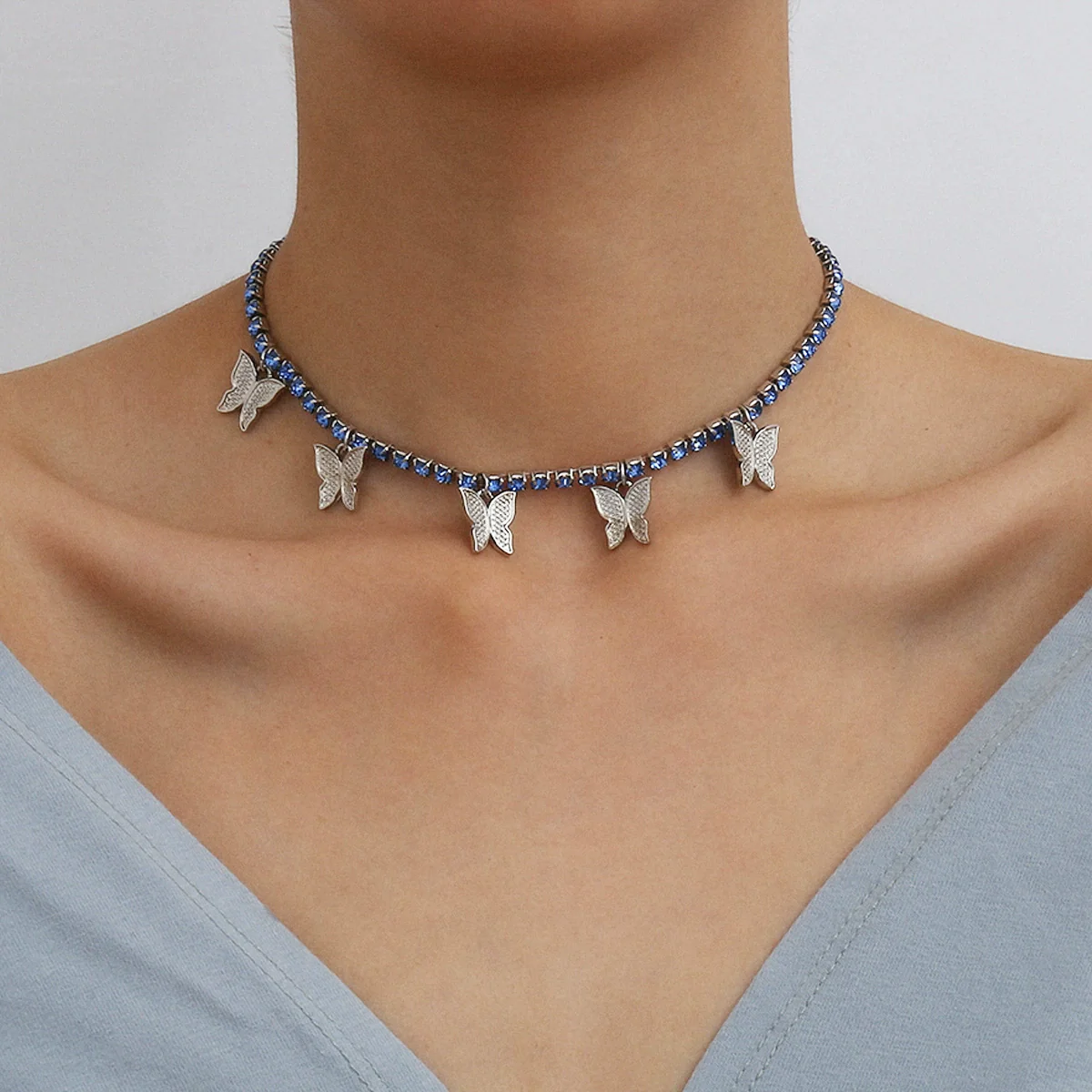 Jewelry Metal Copper Butterfly Claw Chain Simple Single Layer Retro Clavicle Necklace For Women - Image 5