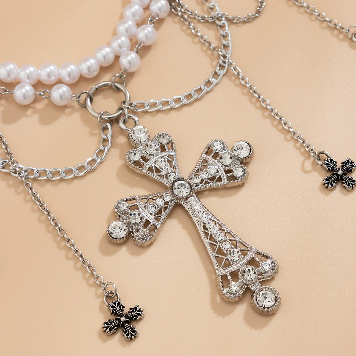Jewelry Metal Cross Tassel Waist Chain Dark Gothic Blood Drop Bead Body Chain Lobster Clasp - Image 4