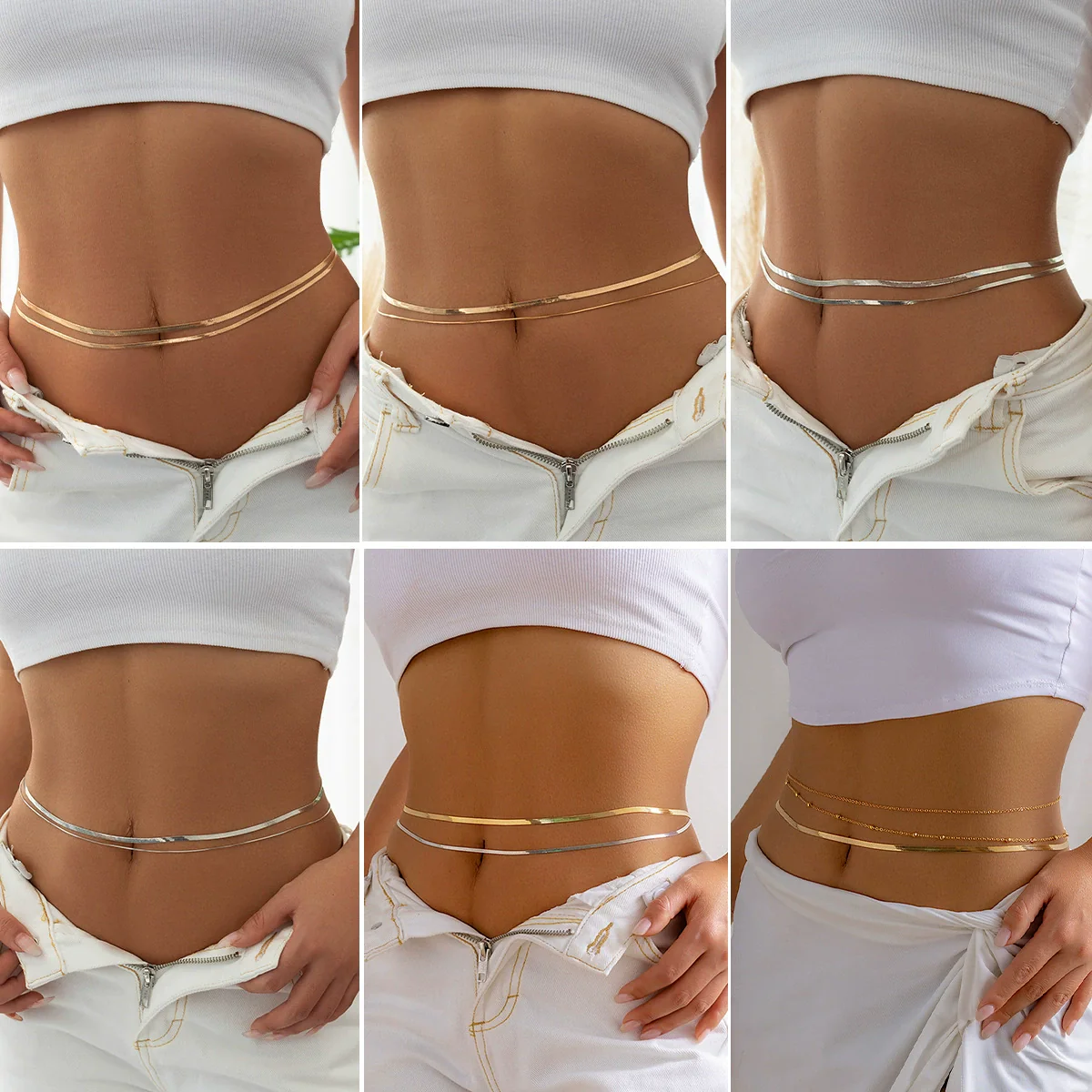 Jewelry Metal Double Layer Snake Bone Chain Body Chain With Cross Tassel For Women
