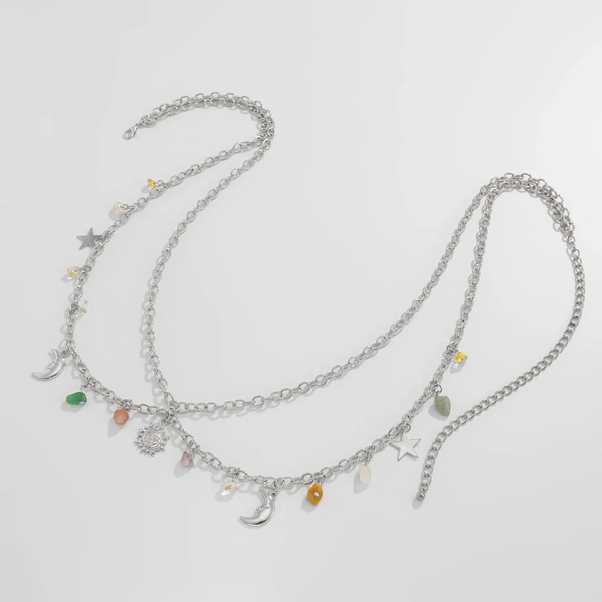 Jewelry Metal Doublelayer Body Chain With Star Sun Pendant Iron Chain Alloy Fashion Style - Image 8