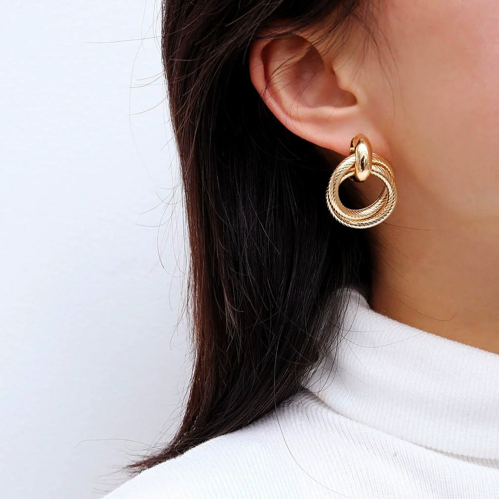 Jewelry Metal Geometric Double Spiral Interlaced Handmade Electroplated Earrings