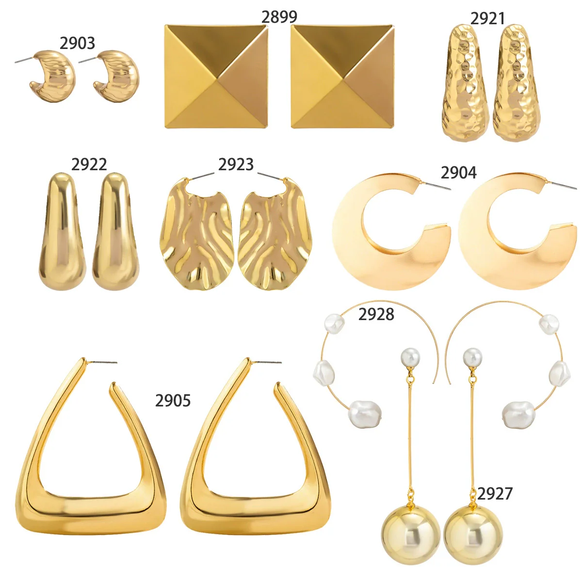 Jewelry Metal Geometric Imitation Pearl Tassel Pleated Earrings With Electroplating - Image 5