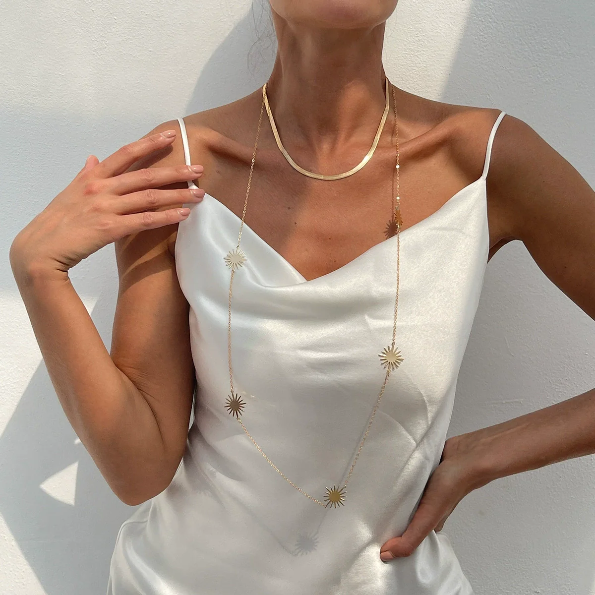 Jewelry Metal Geometric Snake Bone Clavicle Chain Necklace Electroplated Simple Style - Image 2