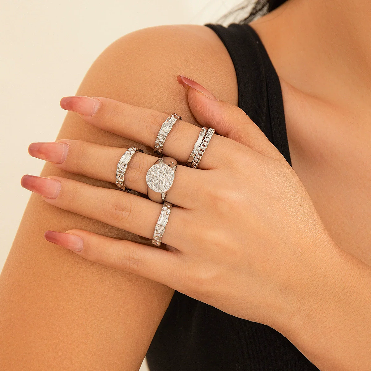 Jewelry Metal Geometric Water Drop Ring Electroplating Women's - Image 7