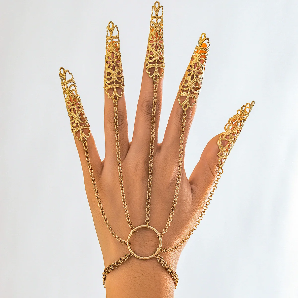 Jewelry Metal Gothic Style Ghost Finger Bracelet With The Crown Flowers Geometric Patterns Electroplated For Women - Image 4