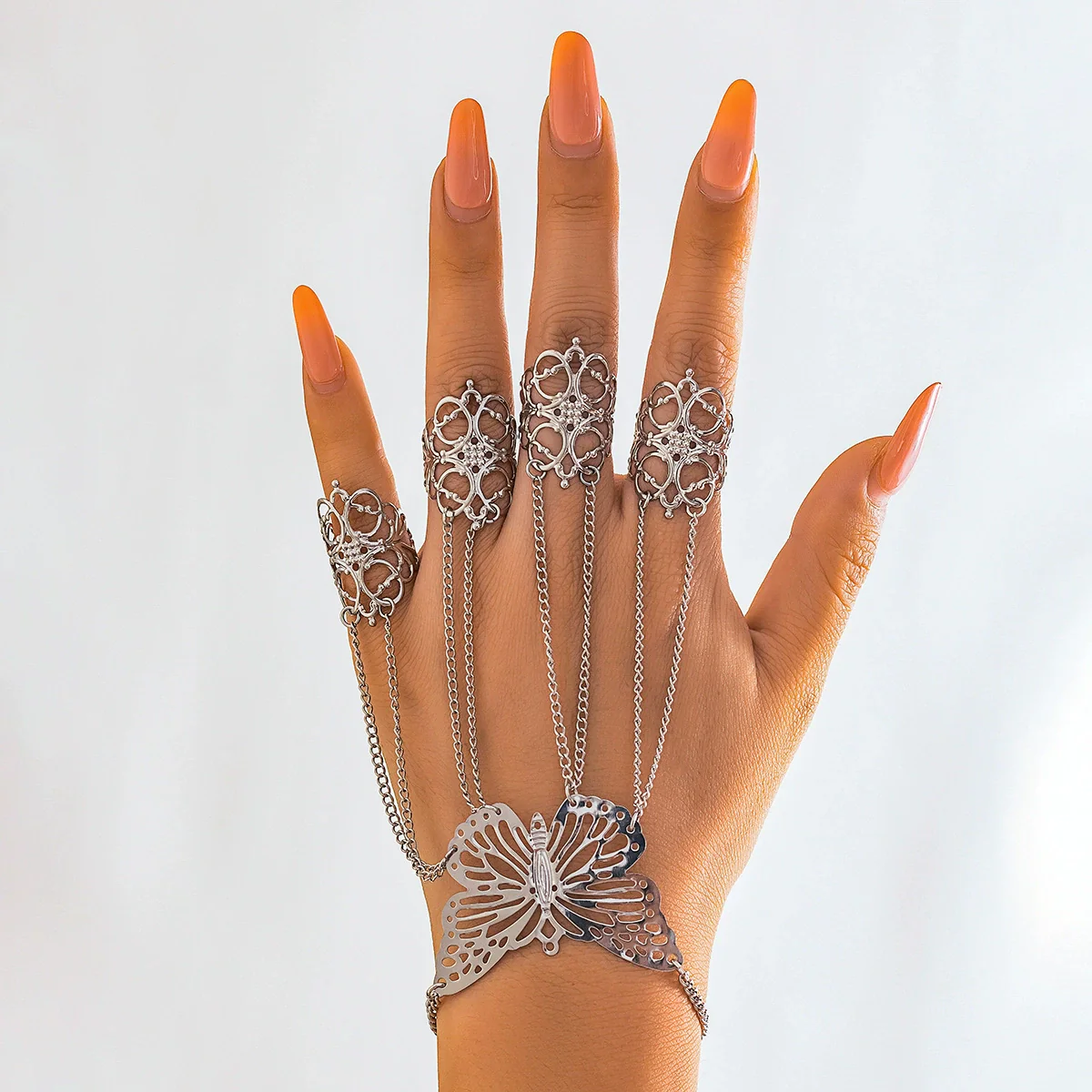 Jewelry Metal Gothic Style Ghost Finger Bracelet With The Crown Flowers Geometric Patterns Electroplated For Women - Image 7