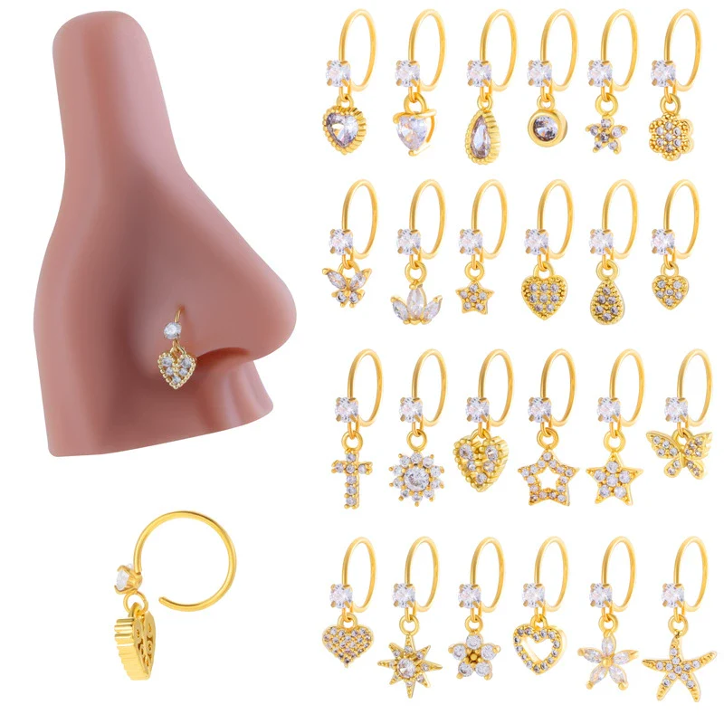 Jewelry Metal Heart Shape Electroplating Pendant Earrings Nose Ring For Women