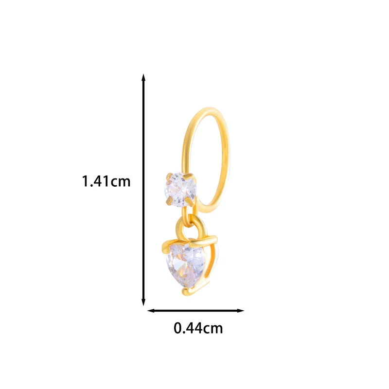 Jewelry Metal Heart Shape Electroplating Pendant Earrings Nose Ring For Women - Image 10