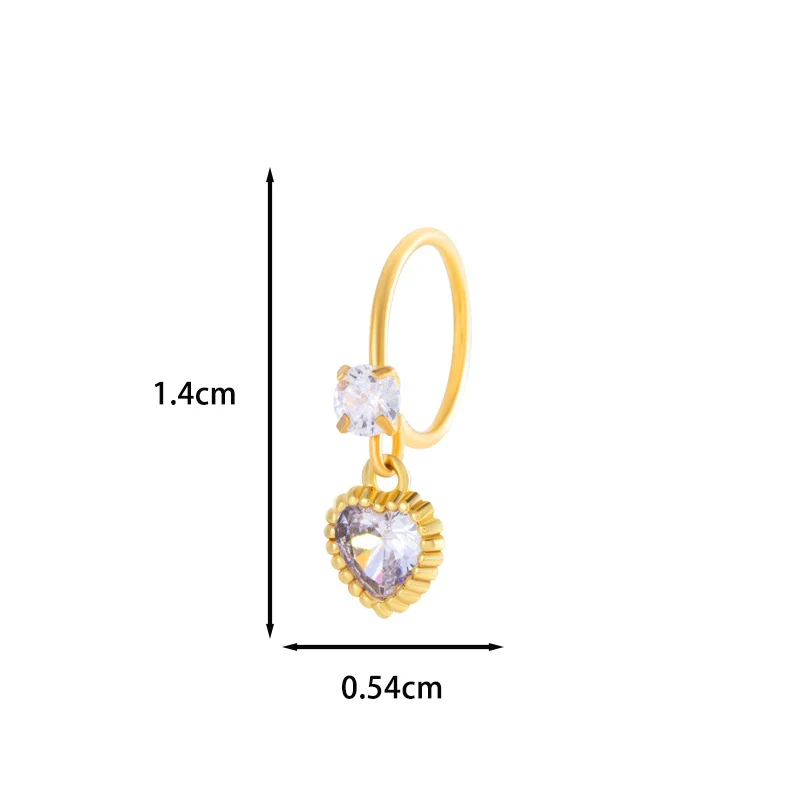 Jewelry Metal Heart Shape Electroplating Pendant Earrings Nose Ring For Women - Image 12