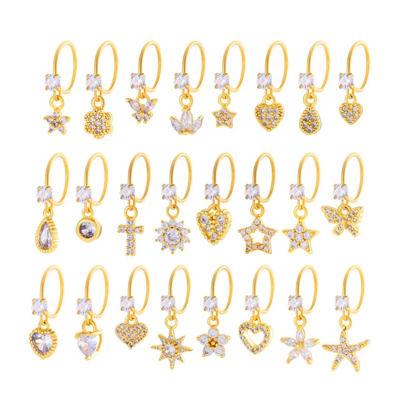 Jewelry Metal Heart Shape Electroplating Pendant Earrings Nose Ring For Women - Image 2
