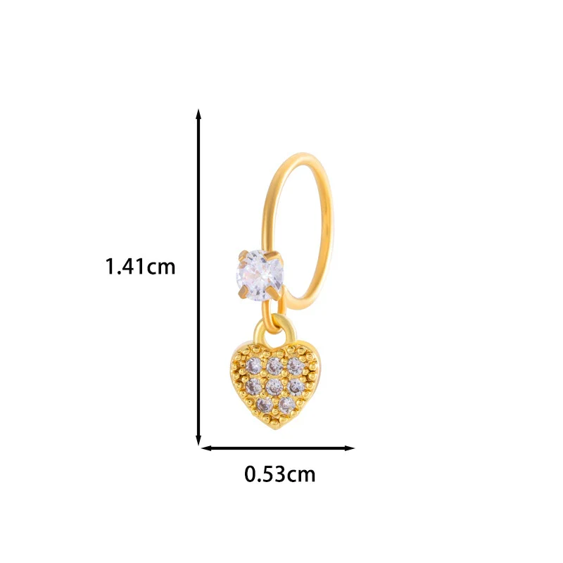 Jewelry Metal Heart Shape Electroplating Pendant Earrings Nose Ring For Women - Image 22