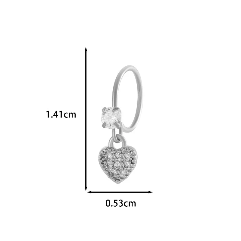 Jewelry Metal Heart Shape Electroplating Pendant Earrings Nose Ring For Women - Image 23
