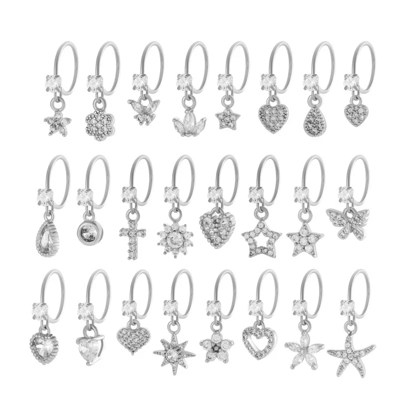Jewelry Metal Heart Shape Electroplating Pendant Earrings Nose Ring For Women - Image 3