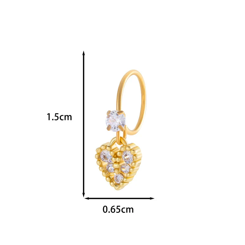 Jewelry Metal Heart Shape Electroplating Pendant Earrings Nose Ring For Women - Image 32
