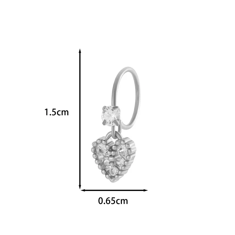 Jewelry Metal Heart Shape Electroplating Pendant Earrings Nose Ring For Women - Image 33