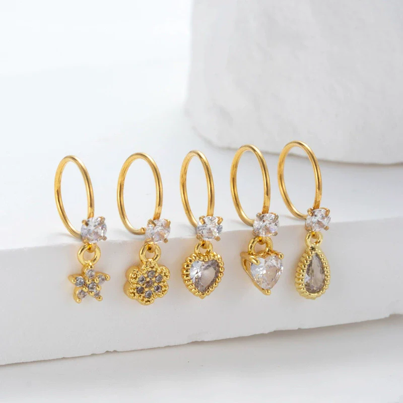 Jewelry Metal Heart Shape Electroplating Pendant Earrings Nose Ring For Women - Image 4